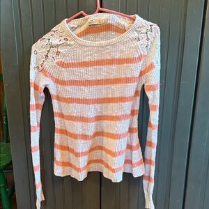 Hollister Striped Sweater with Lace Accents